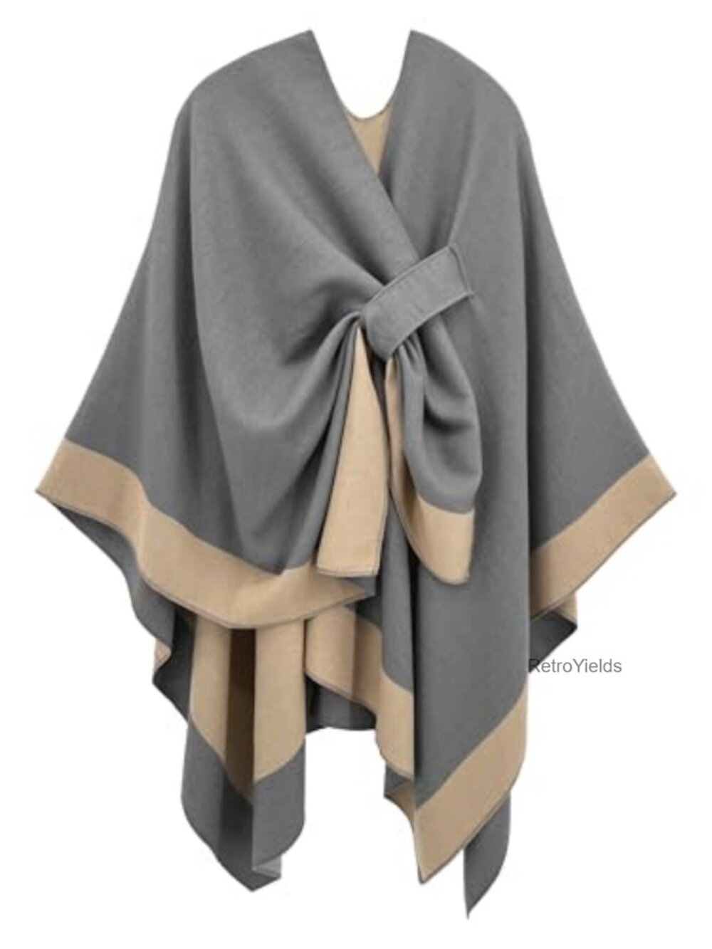 Women's Reversible Open Front Poncho Cape Shawl Wrap Soft Cardigan Gift Travel